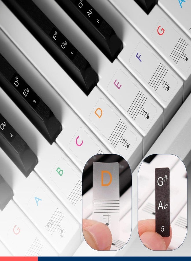 11 Strokes Piano Stickers Labels for 37, 49, 54, 61, 88 Keys Keyboard Stickers | for Piano for Adults/Kids | Ideal for Yamaha, Casio, Juarez, Roland, Korg Piano Keyboard - Image 1