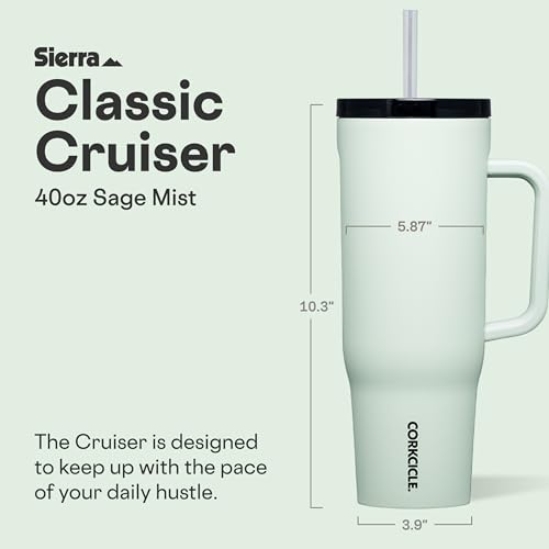 Corkcicle Cruiser Insulated Tumbler Keeps Drinks Cold 20 Hours TripleInsulated Stainless Steel SpillProof Lid Summer Drinkware Gift Keeps Drinks Ice Cold 40 oz Sage Mist - Image 3