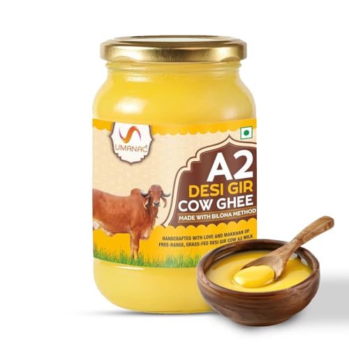 Umanac A2 Desi Gir Cow Ghee- 500ML | Desi A2 Cow Pure Ghee | Bilona Method | Grass Fed | Traditional Hand Churned | 100% Organic Ghee | Certified & Tested - Image 1
