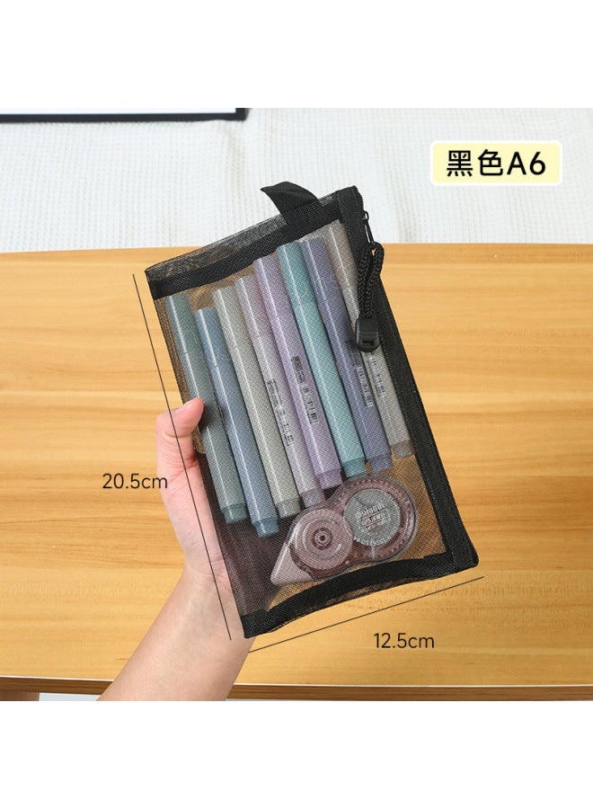 Autonomy Transparent Creative Pencil Case Simple Stationery Bag Cosmetic Bag And Korean Style Exam Bag Double-layer Mesh Bag Material Storage Bag - Image 1
