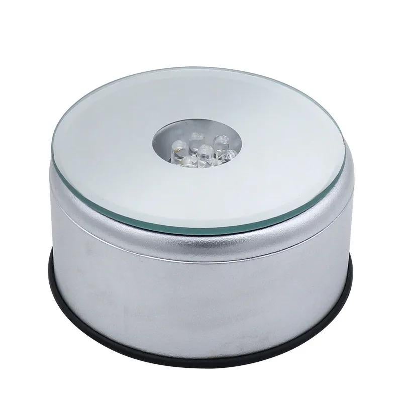 Crystal Led Lamp Holder Colorful Rotating Base Luminous Display Crystal Ornaments Handicraft Lamp Holder 3D Engraving(8cm rotating LED lamp holder, With USB cable) - Image 3