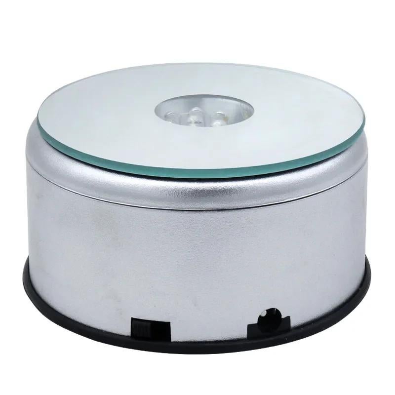 Crystal Led Lamp Holder Colorful Rotating Base Luminous Display Crystal Ornaments Handicraft Lamp Holder 3D Engraving(8cm rotating LED lamp holder, With USB cable) - Image 4