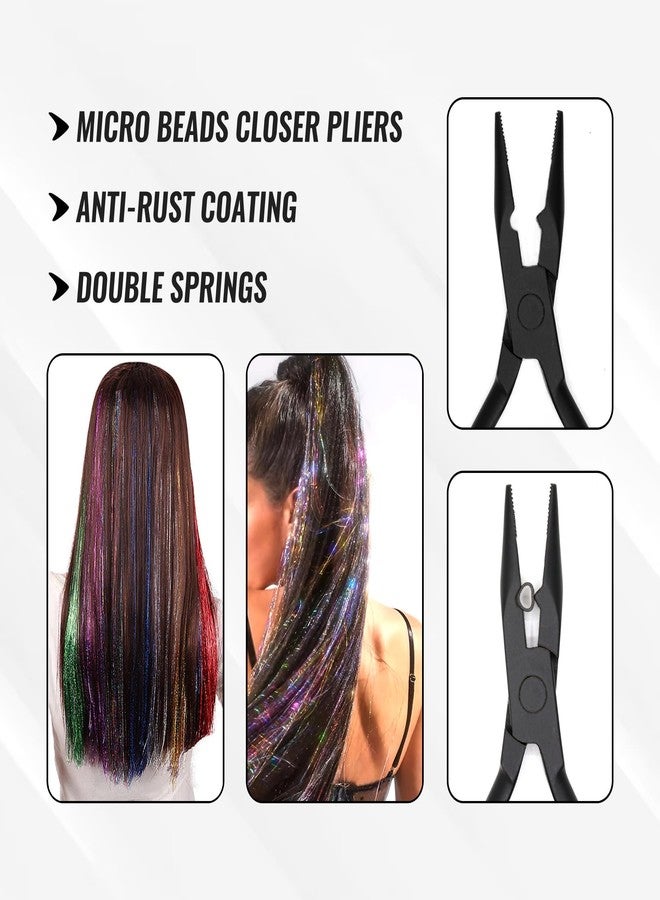 G4 VISION Hair Extension Tinsel Kit with Tools (47 Inch, 6 Colors, 1200 Strands) 100 Black Beads, Plier, Loop & Clip Fairy Glitter Sparkling Hair for Women & Grils Party Festival - Image 3