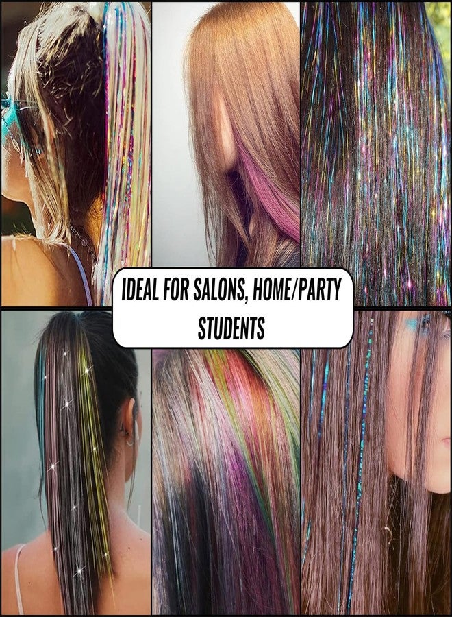 G4 VISION Hair Extension Tinsel Kit with Tools (47 Inch, 6 Colors, 1200 Strands) 100 Black Beads, Plier, Loop & Clip Fairy Glitter Sparkling Hair for Women & Grils Party Festival - Image 4