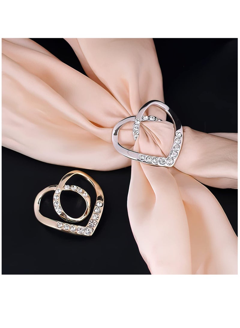SOLARAE 4 Pcs Dual-Use Heart-Shaped Silk Scarf Ring, T-Shirt Clips For Women Fashion Metal Ring Dress Clips Back Cinch Waist Buckle Clothing Ring Wrap Holder - Image 4