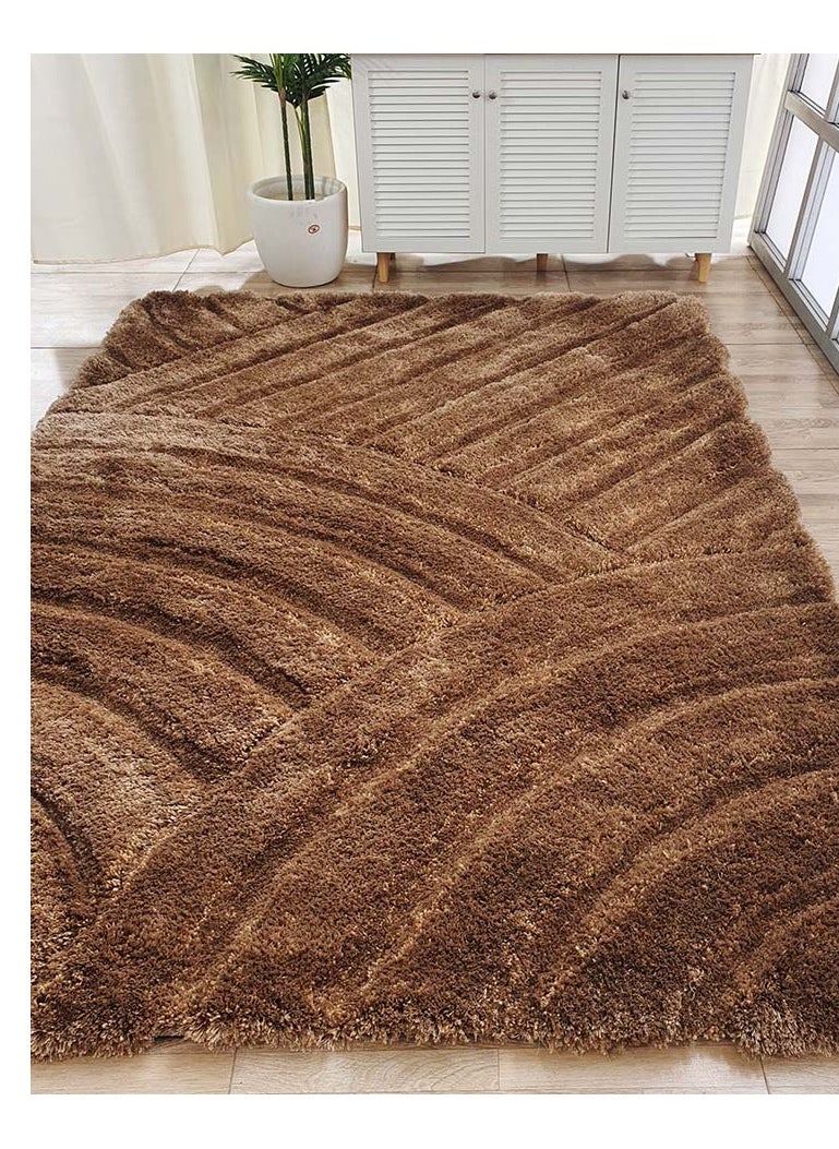 Ramsha Hand made shaggy rug for bedroom soft rug fur rug for living room area rug brown color high pile rug mp3d-03  - Image 1