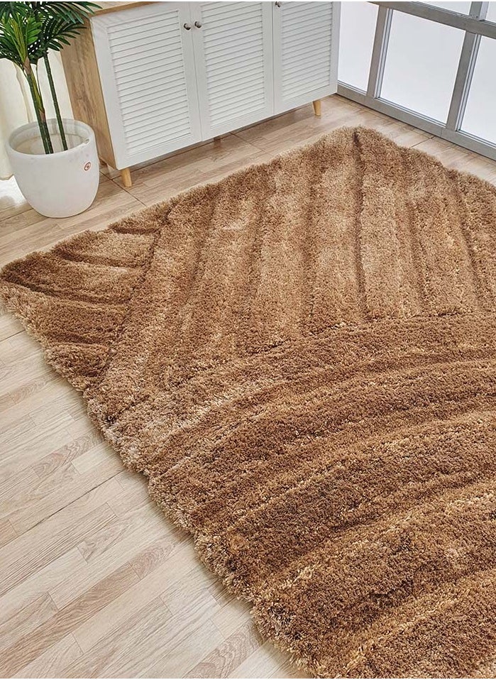 Ramsha Hand made shaggy rug for bedroom soft rug fur rug for living room area rug brown color high pile rug mp3d-03  - Image 4