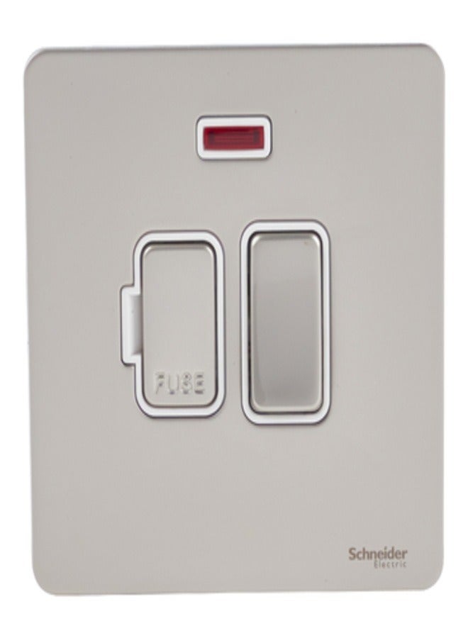 Schneider Electric Ultimate Screwless flat plate - switched fused connection - neon - pearl nickel GU5414WPN 