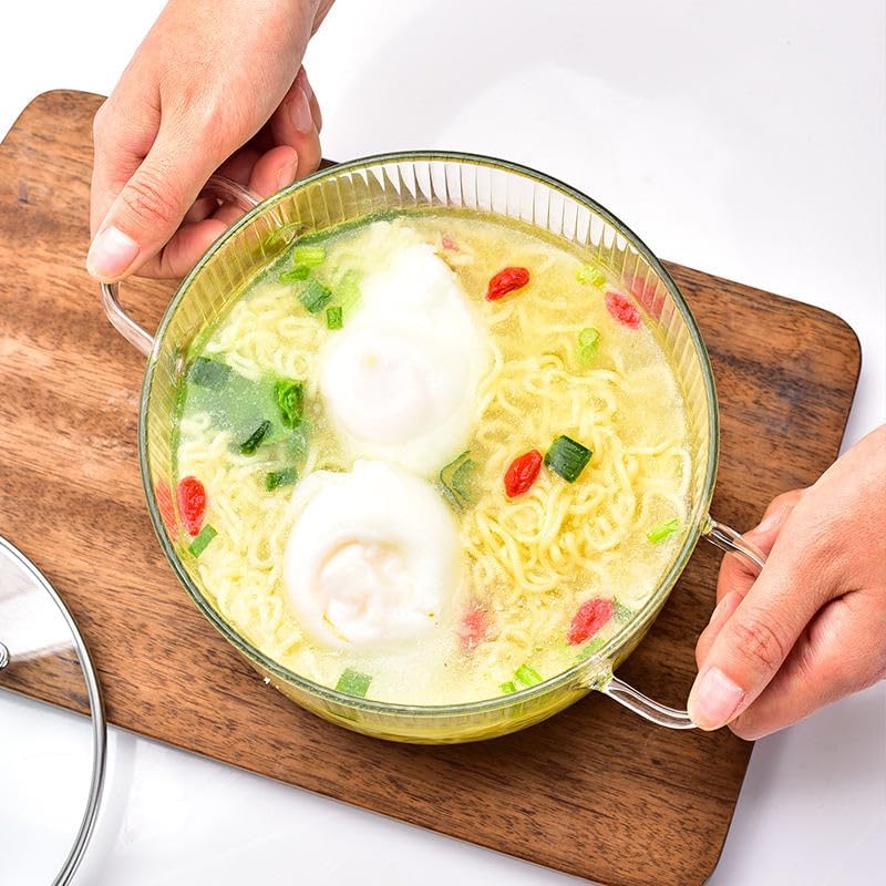 CASAQUA Glass Serving Bowl with Lid Cooking Pot Mixing Bowl with Lid Microwave Safe Heat Resistant Serveware Mixing Pot Casserole Serving Dish (1600ML, Pack of 1, Serving Bowl) - Image 3