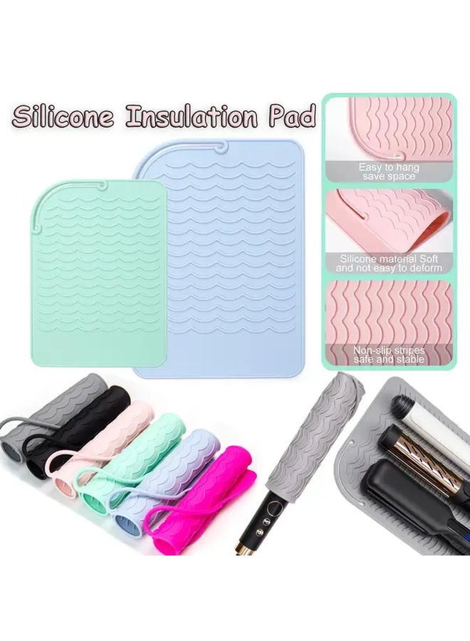 Rose Red Heatproof Silicone Mat For Hair Straightener Curling Iron Portable Foldable - Image 1