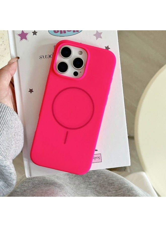 NIBEMINENT Liquid Silicone Protection Case With Magsafe For iPhone 16, Rose Red