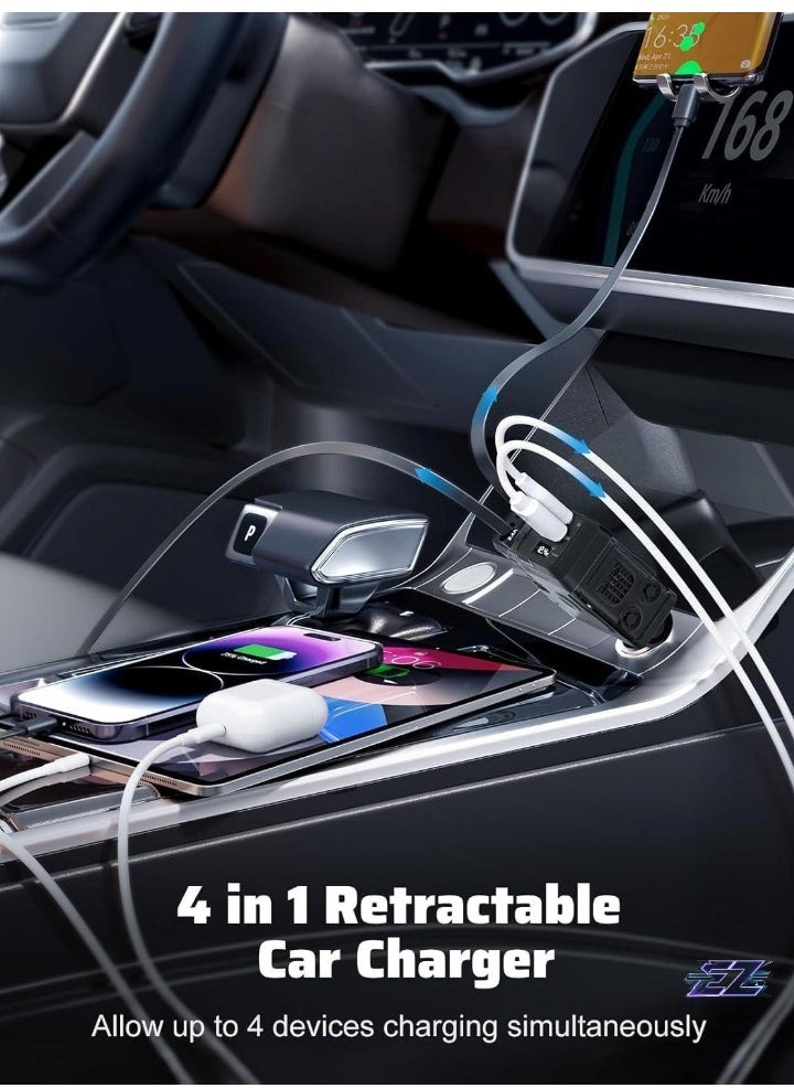ELTRAZONE - 120W Car Charger with 4 Ports, 4-in-1 Super Fast Car Phone Charger, 2 USB Ports Car Charger Adapter, Compatible with Multiple Brands (Black) – Fast Charging for Phones, Tablets, and More - Image 1