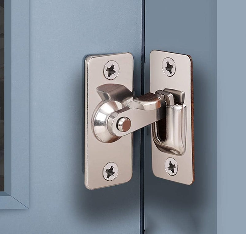 dingchi Door Hasp Latch 90 Degree, Stainless Steel Safety Angle Locking Latch for Push/Sliding/Barn Door, Satin Nickel - Image 5
