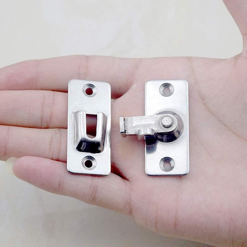 dingchi Door Hasp Latch 90 Degree, Stainless Steel Safety Angle Locking Latch for Push/Sliding/Barn Door, Satin Nickel - Image 3