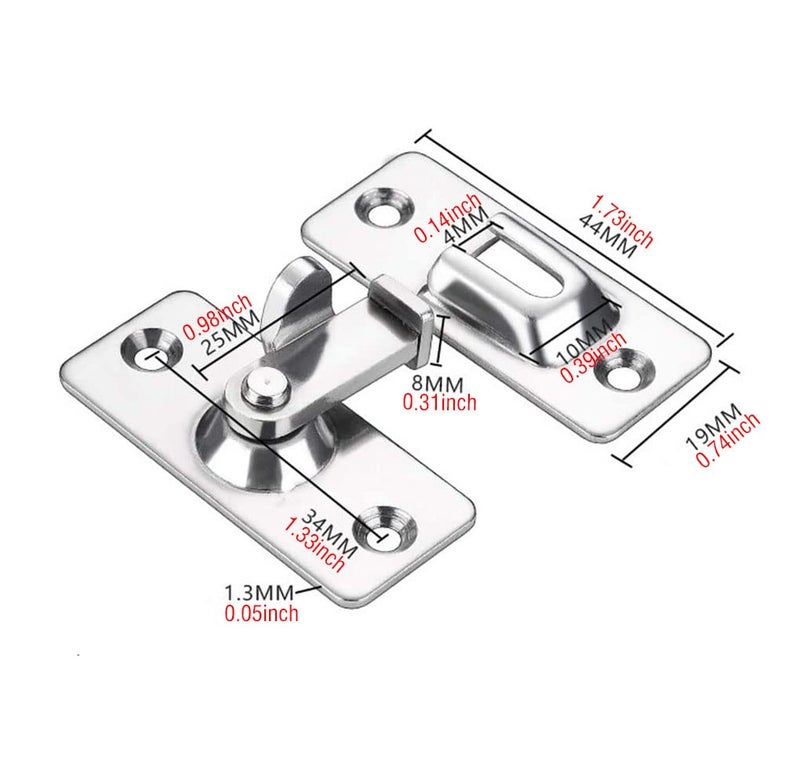 dingchi Door Hasp Latch 90 Degree, Stainless Steel Safety Angle Locking Latch for Push/Sliding/Barn Door, Satin Nickel - Image 2