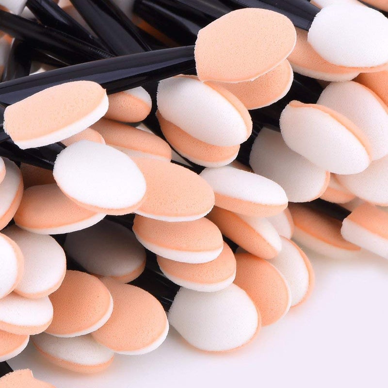 Amariver 200 Pack Disposable Eyeshadow Brush Sponge Tipped Oval Makeup Tool Dual Sides Eyeshadow Brush Comestic Applicator for Girls Lady Women Daily Beauty(Black) - Image 2