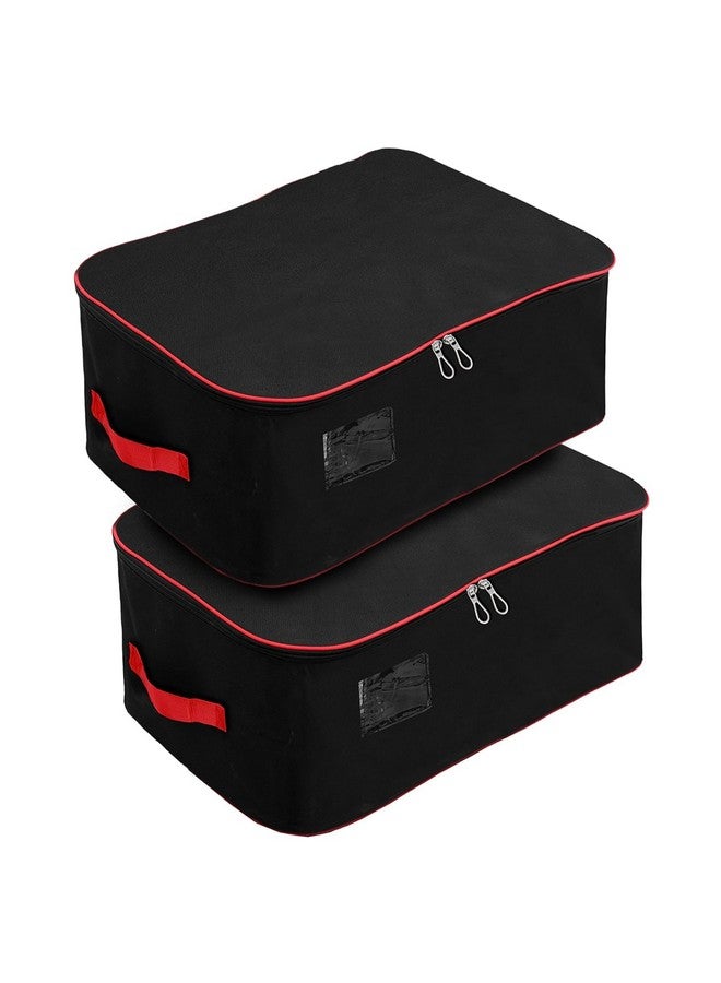 Storite 2 Pack Nylon Extra Large Size 129 L Multipurpose Heavy Duty Moisture Proof Storage Bag for Clothes/Toys/Stationery/Blankets/Paper Rectangular(Red-Black, 78x46x36 cm) - Image 1