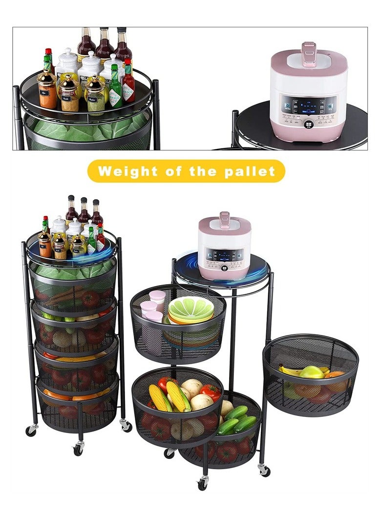 BLOOMING TIME 4 Layers Kitchen Storage  360° Kitchen Rotating Vegetable Rack for Kitchen Living Room Bathroom Bedroom - Image 5