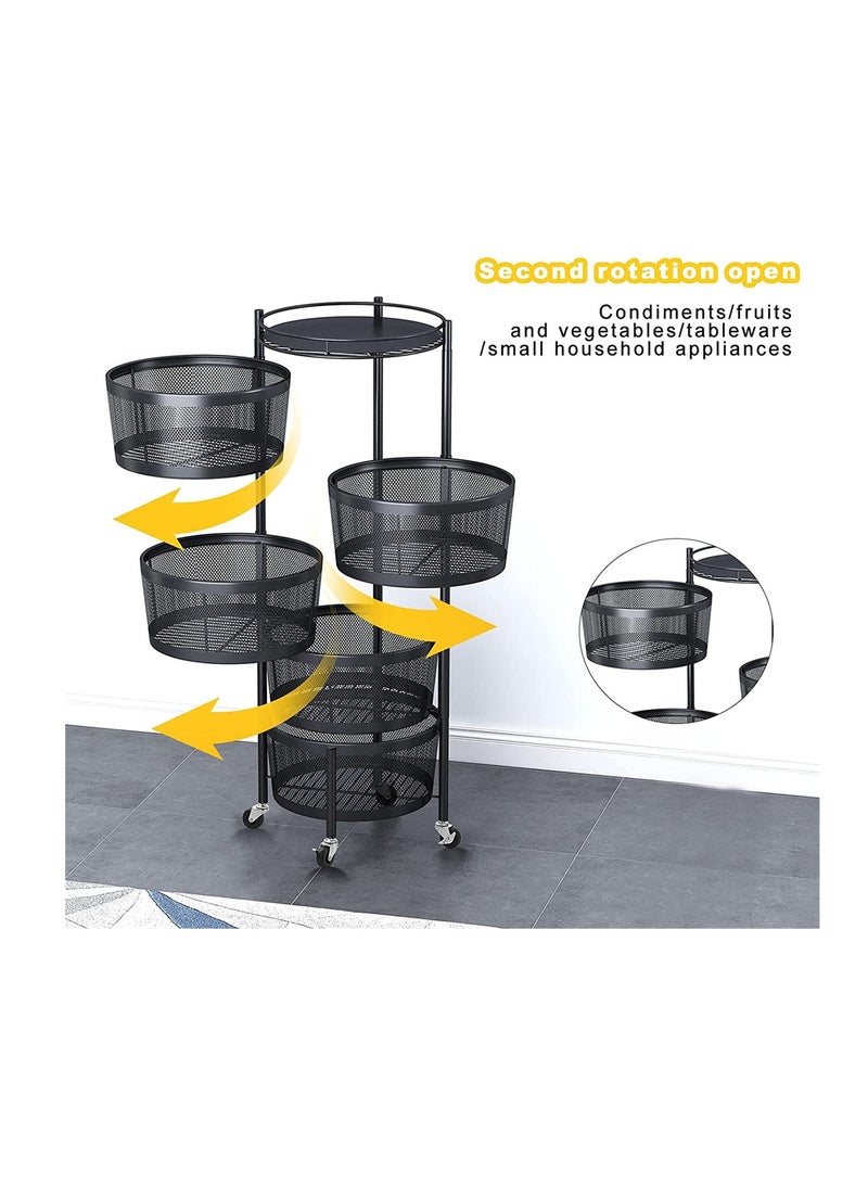 BLOOMING TIME 4 Layers Kitchen Storage  360° Kitchen Rotating Vegetable Rack for Kitchen Living Room Bathroom Bedroom - Image 2