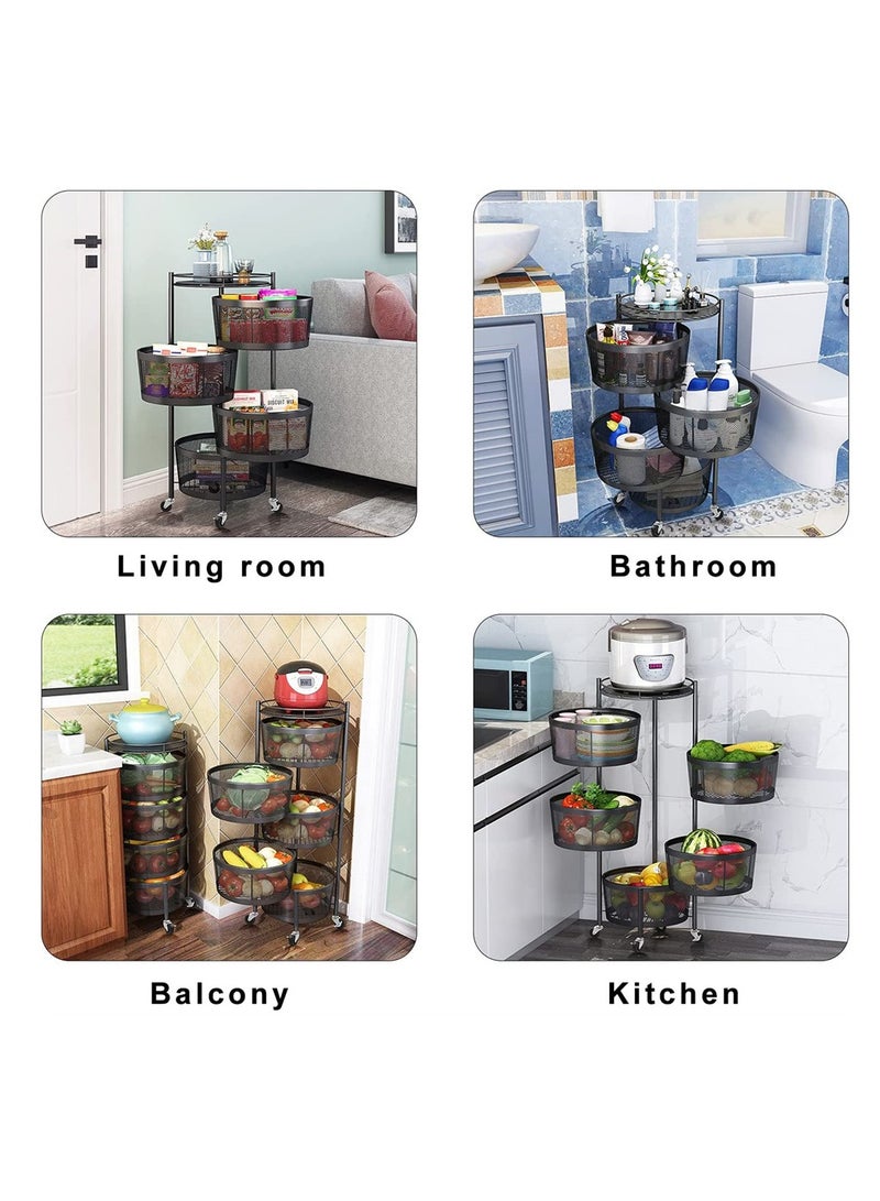 BLOOMING TIME 4 Layers Kitchen Storage  360° Kitchen Rotating Vegetable Rack for Kitchen Living Room Bathroom Bedroom - Image 4