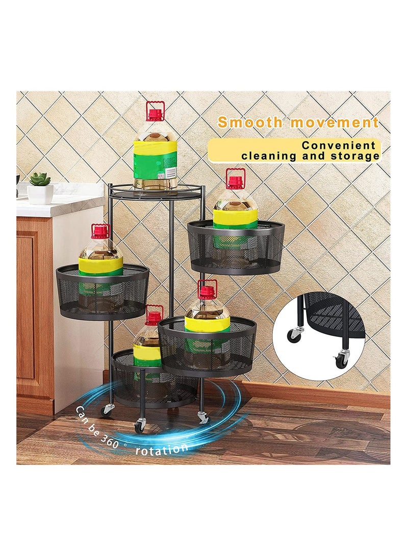 BLOOMING TIME 4 Layers Kitchen Storage  360° Kitchen Rotating Vegetable Rack for Kitchen Living Room Bathroom Bedroom - Image 3