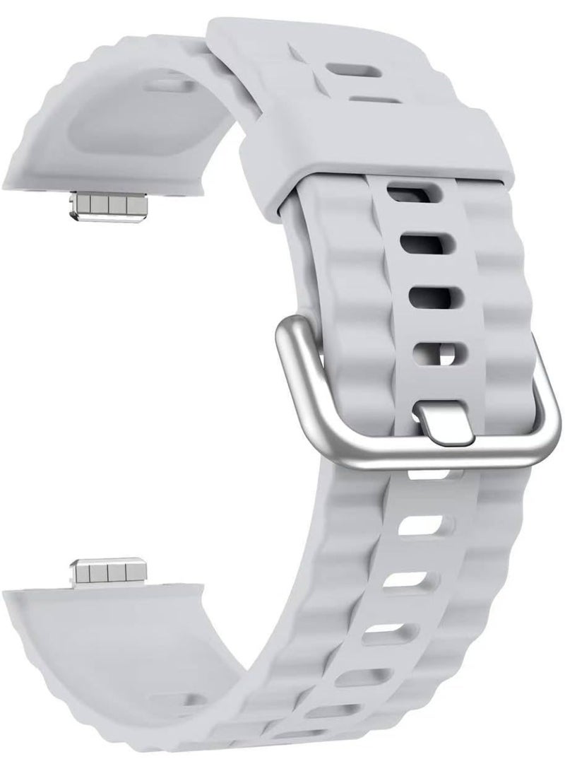Wave Silicone Bracelet for Huawei Watch Fit 3/Watch Fit 4 Pro/Fit 4 Strap, Soft Silicone Sport Replacement Strap for Women/Men, Adjustable Waterproof Sports Band (Grey) - Image 2