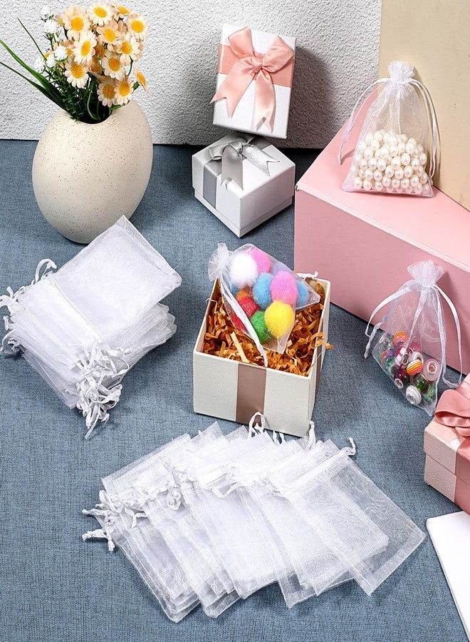 Zelphvt 500 Pcs Organza Gift Bags 3x4 Small Mesh Bags Sheer Gift Drawstring Pouch White Bracelet Favor Jewelry Pouches Candy Bag with Drawstring - Image 3