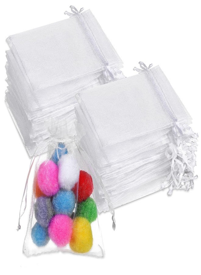 Zelphvt 500 Pcs Organza Gift Bags 3x4 Small Mesh Bags Sheer Gift Drawstring Pouch White Bracelet Favor Jewelry Pouches Candy Bag with Drawstring - Image 1
