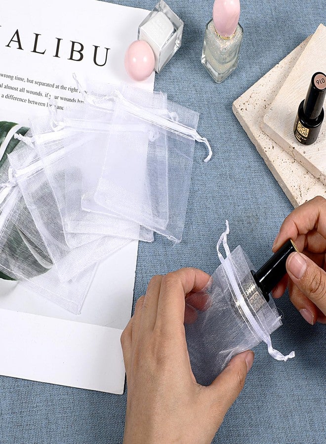 Zelphvt 500 Pcs Organza Gift Bags 3x4 Small Mesh Bags Sheer Gift Drawstring Pouch White Bracelet Favor Jewelry Pouches Candy Bag with Drawstring - Image 4