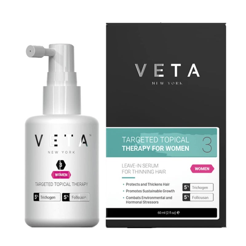 Veta Women's Targeted Topical Serum, Hair stimulating Treatment. Fights Chronic Hair Loss. Revitalize with Biotin, Neem Oil, Lavender. Combat hair thinning factors, restore growth cycle. 2 fl. oz - Veta - Image 1