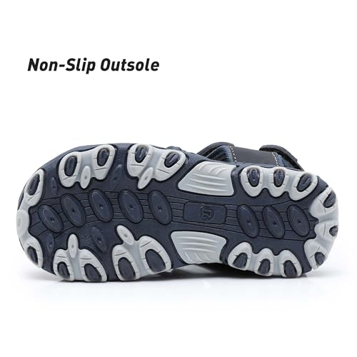 Ahannie Boys Girls Outdoor Sport Sandals,Kids Closed Toe Beach Sandals, Toddler Summer Shoes(Navy Blue/Gray-7) - Image 5
