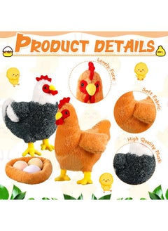 Civaner 2 Pcs 12 Inch Buffy The Hen Chicken Stuffed Animal Gift Cute Chicken Plush With Eggs Large Chicken Plush Thanksgiving Gift Christmas Party Favor Birthday Supplies  - Image 2
