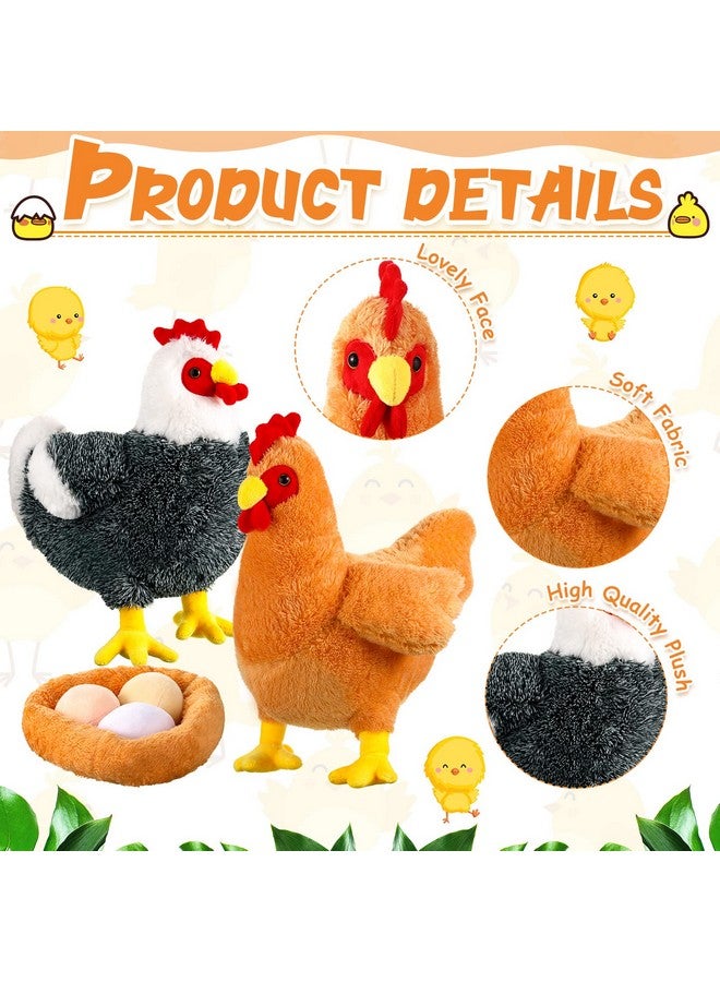 Civaner 2 Pcs 12 Inch Buffy The Hen Chicken Stuffed Animal Gift Cute Chicken Plush With Eggs Large Chicken Plush Thanksgiving Gift Christmas Party Favor Birthday Supplies - Image 2