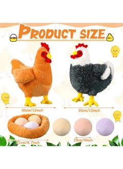 Civaner 2 Pcs 12 Inch Buffy The Hen Chicken Stuffed Animal Gift Cute Chicken Plush With Eggs Large Chicken Plush Thanksgiving Gift Christmas Party Favor Birthday Supplies  - Image 4