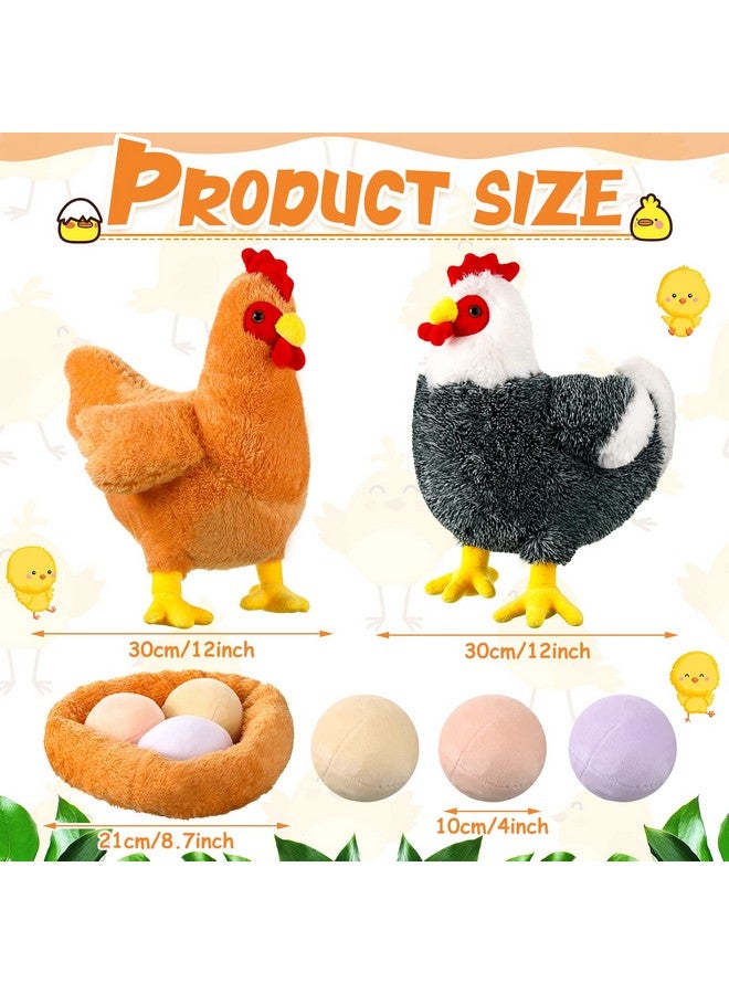 Civaner 2 Pcs 12 Inch Buffy The Hen Chicken Stuffed Animal Gift Cute Chicken Plush With Eggs Large Chicken Plush Thanksgiving Gift Christmas Party Favor Birthday Supplies - Image 4