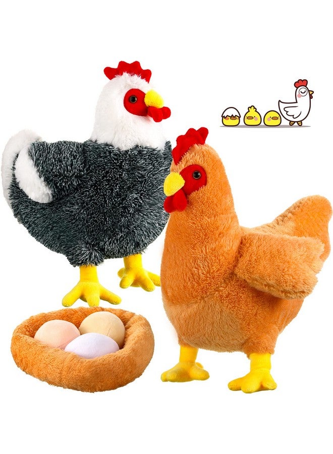 Civaner 2 Pcs 12 Inch Buffy The Hen Chicken Stuffed Animal Gift Cute Chicken Plush With Eggs Large Chicken Plush Thanksgiving Gift Christmas Party Favor Birthday Supplies - Image 1