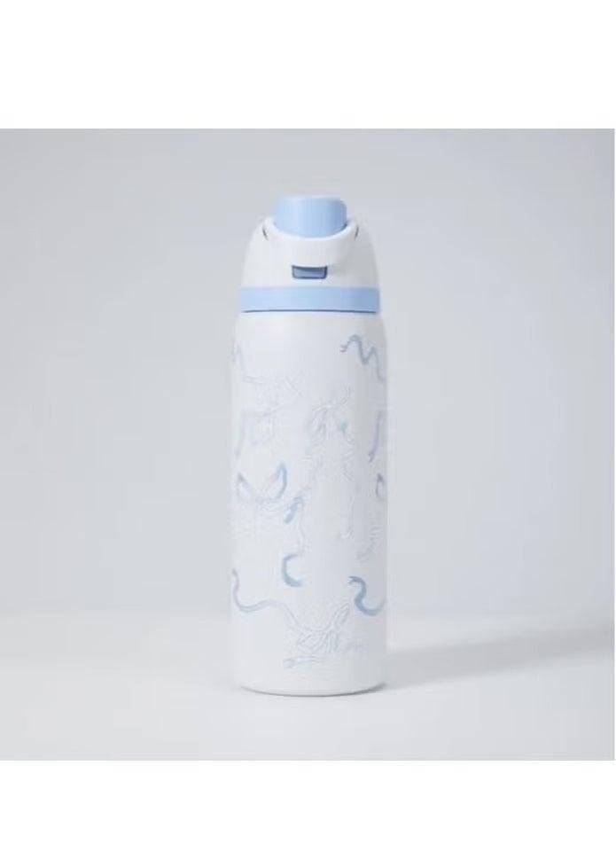 زجاجة مياه معزولة من الفولاذ المقاوم للصدأ من فريسيب مع شفاطة للرياضة والسفر، خالية من مادة BPA، سعة 32 أونصة، ربطة عنق زرقاء - Image 3