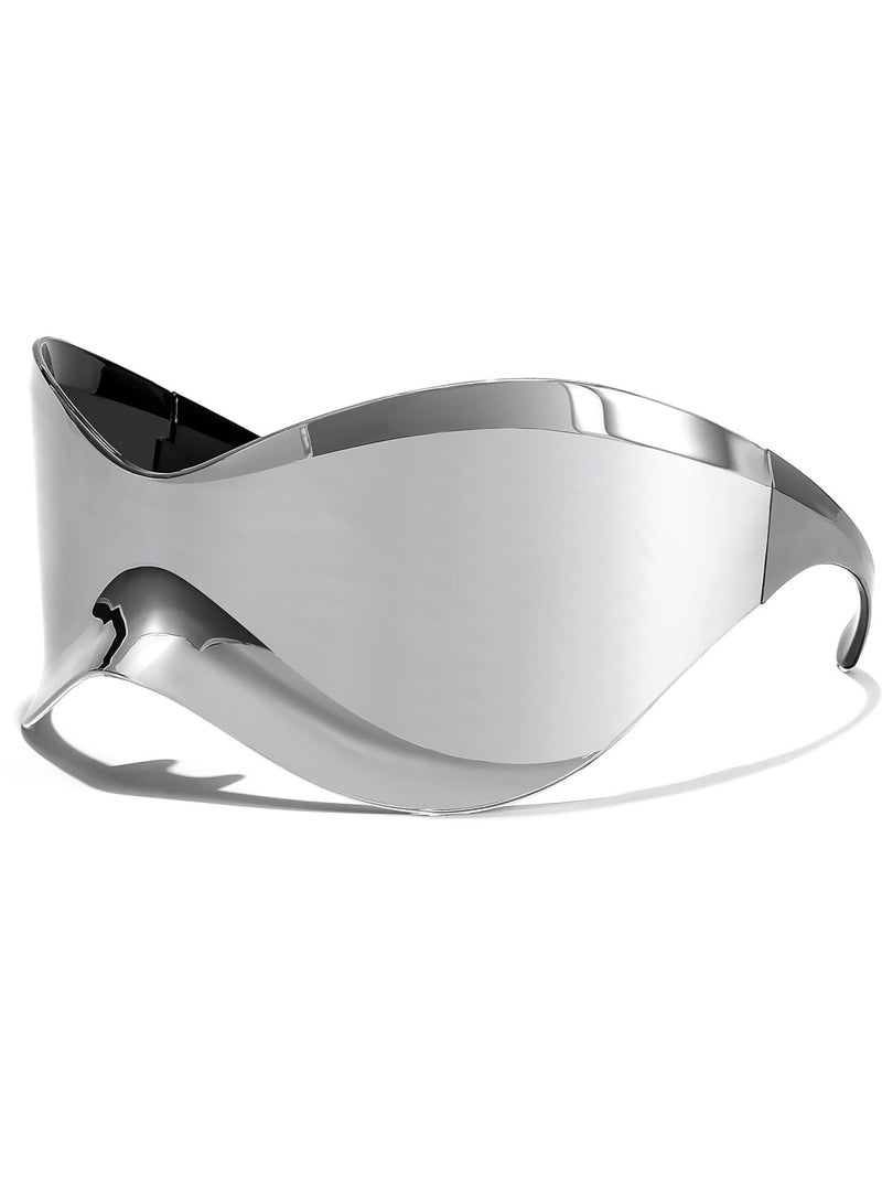 Generic Oversized Futuristic Sunglasses for Men Women Alien Wrap Around Shield Fashion Chic Mask Sun Glasses Shades  - Image 1