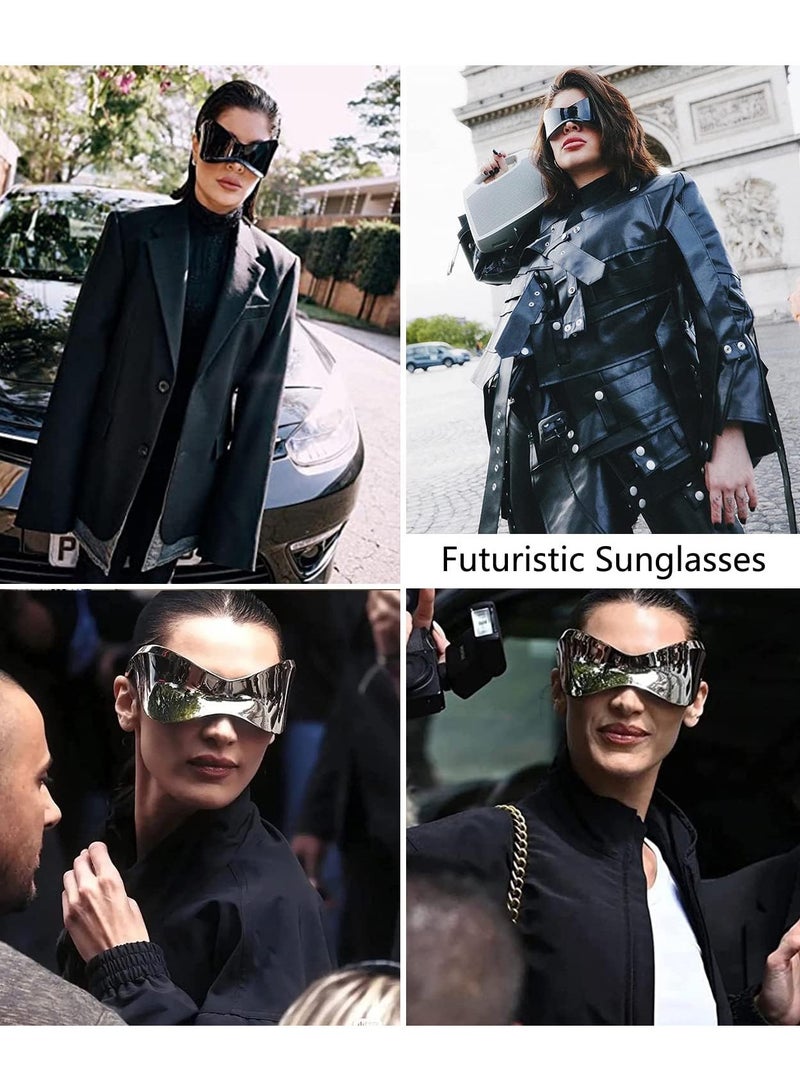 Generic Oversized Futuristic Sunglasses for Men Women Alien Wrap Around Shield Fashion Chic Mask Sun Glasses Shades  - Image 5