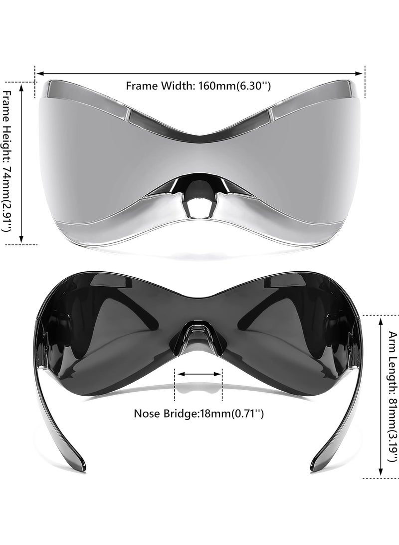 Generic Oversized Futuristic Sunglasses for Men Women Alien Wrap Around Shield Fashion Chic Mask Sun Glasses Shades  - Image 4