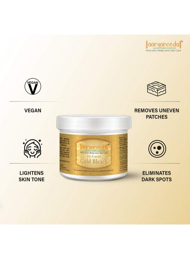 Aryanveda 24 Carat Gold Bleach Cream For Golden Glow From Within & Reducing Blemishes, Removes Tan & Impurities, Glowing Skin, Beautiful Skin for Men and Women - 43g - Image 3