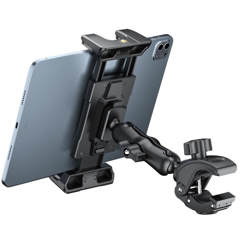 OHLPRO Tablet Mic Stand Holder for iPad Treadmill Handlebar Clamp, Mount for Spin Bike Microphone Peloton Stroller Bicycle, Fit 5-13â€ iPad Pro 12.9 Air Mini, Galaxy Tab, iPhone, Fire HD 10 - Image 1