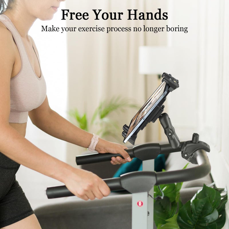 OHLPRO Tablet Mic Stand Holder for iPad Treadmill Handlebar Clamp, Mount for Spin Bike Microphone Peloton Stroller Bicycle, Fit 5-13â€ iPad Pro 12.9 Air Mini, Galaxy Tab, iPhone, Fire HD 10 - Image 3