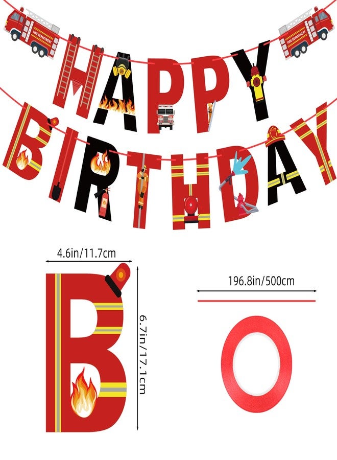 Adecortalk Fire Truck Happy Birthday Banner Fire Engine Rescue Party Sign Firetruck Birthday Party Supplies Firefighter Party Decorations for kids Boys Red Firetruck Birthday Party Supplies - Image 2