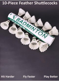 NAILI Badminton Shuttle 10-Piece Feather Shuttlecock - Professional Grade Feather Badminton Shuttlecocks for Training, Competition, Casual Play - Durable, Wind-Resistant Design for Smooth Flight and Control  - Image 1