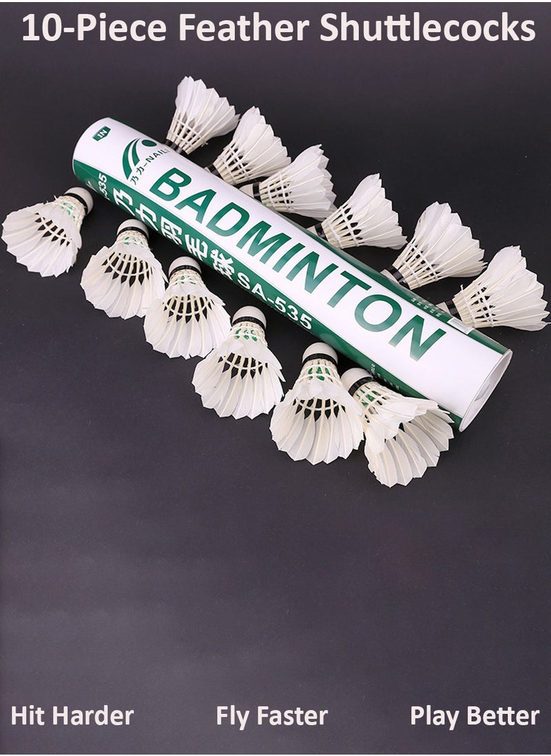 NAILI Badminton Shuttle 10-Piece Feather Shuttlecock - Professional Grade Feather Badminton Shuttlecocks for Training, Competition, Casual Play - Durable, Wind-Resistant Design for Smooth Flight and Control  - Image 1