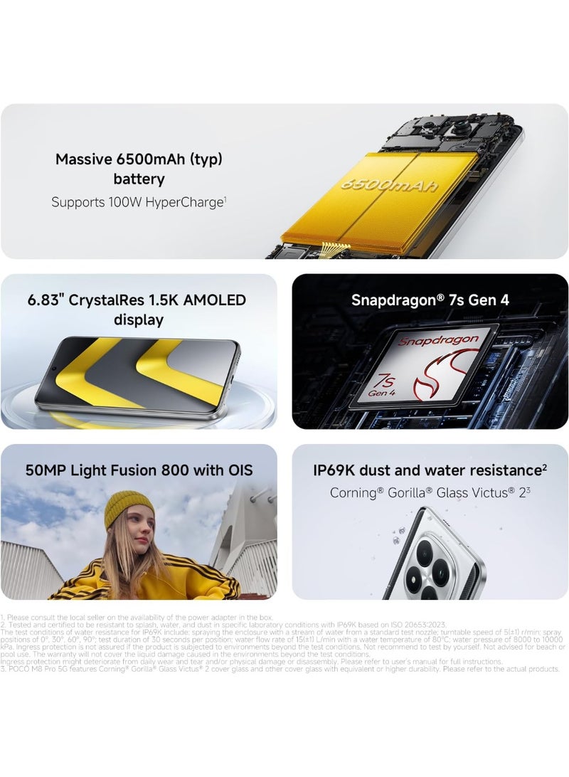 POCO M8 Pro 5G 12+512GB, Snapdragon 7s Gen 4,6.83" CrystalRes 1.5K AMOLED display, Massive 6500mAh (typ) battery,Black - Image 5