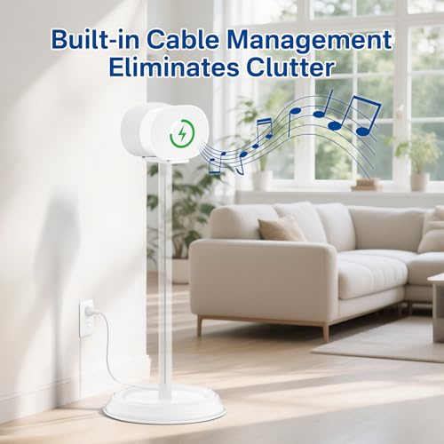 Chunxiao Heavy-Duty Speaker Stand for Sonos Era 300 Stand White with Cable Management Floor Speaker Stands for Sonos Era 300 Speaker Stand for Easy and Secure Mounting - Image 4