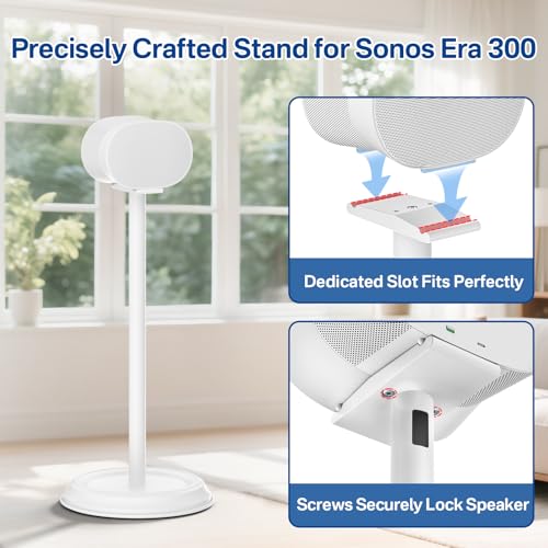 Chunxiao Heavy-Duty Speaker Stand for Sonos Era 300 Stand White with Cable Management Floor Speaker Stands for Sonos Era 300 Speaker Stand for Easy and Secure Mounting - Image 2