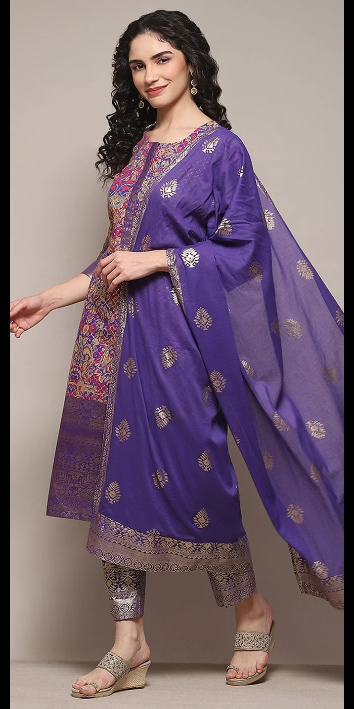 بيبا طقم بدلة كورتا سليم بطبعة فوايل مستقيمة وردية وبنفسجية